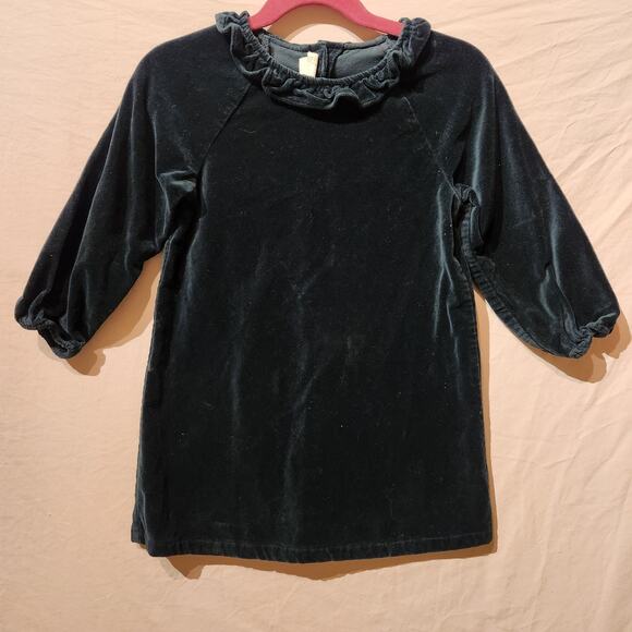 H&M Baby Girls Sz 2T / 3T Jade Green Velvet Long-Sleeve Dress Holiday Christmas - Picture 2 of 5